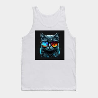 Black Cat with Sunglasses Tank Top